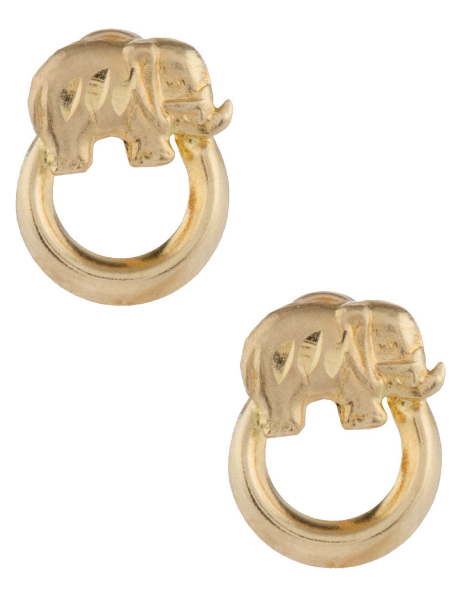 Broqueles de elefante de oro 14 K con acabado pulido