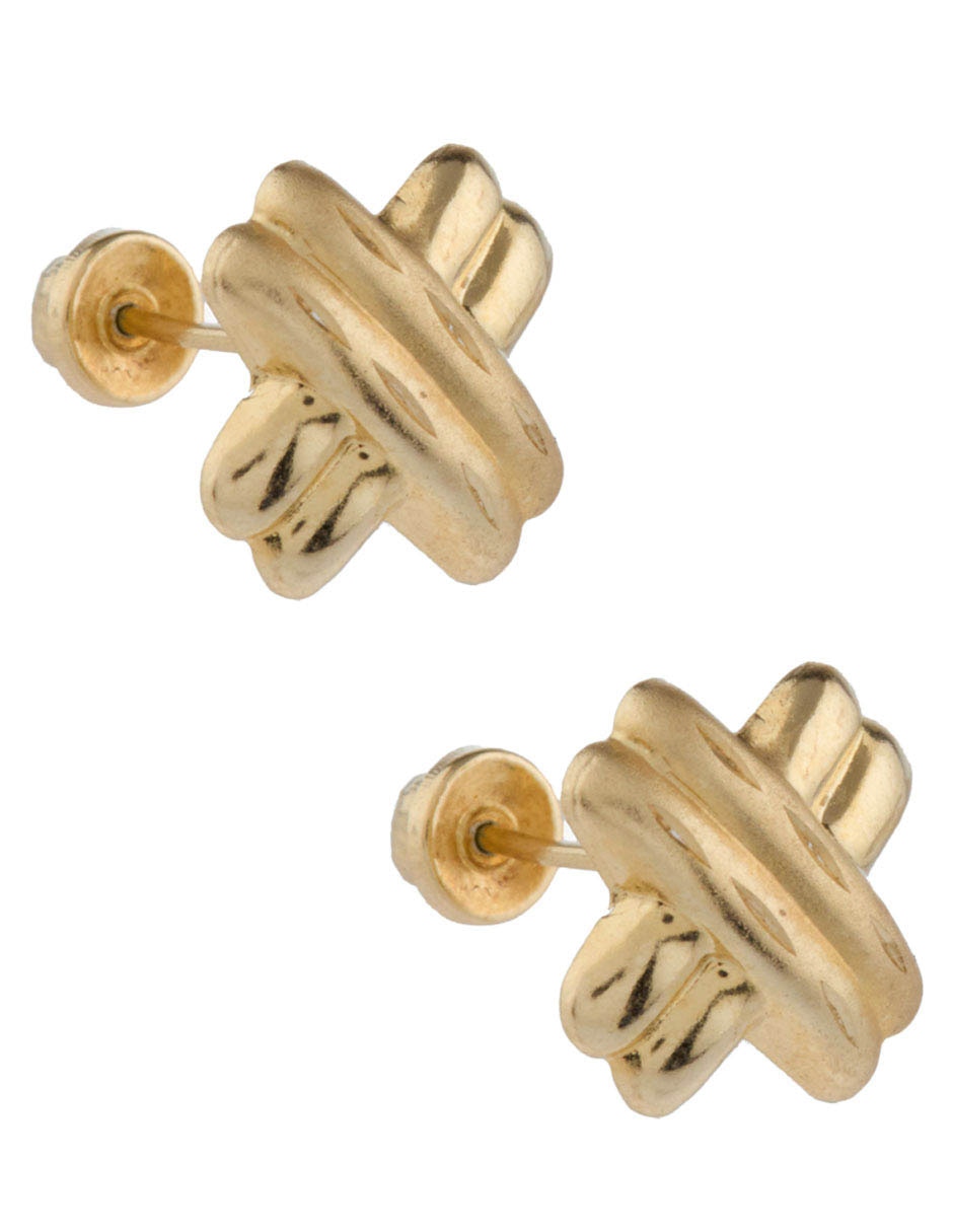 Broqueles de cruz de oro 14 K con acabado pulido 2