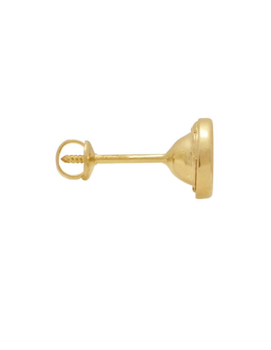 Broqueles de flor de oro amarillo con acabado brillante zirconia 3