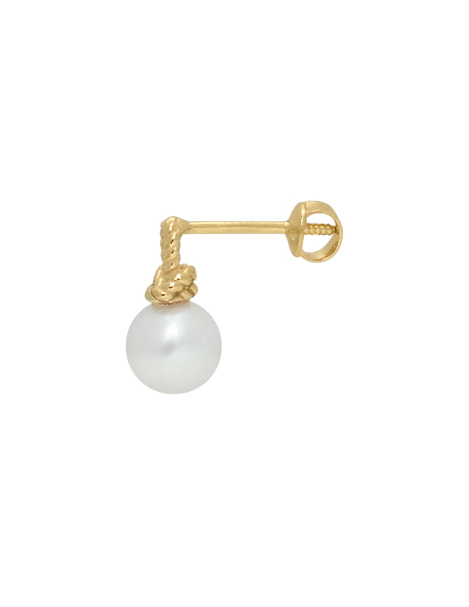 Broqueles de nudo de oro amarillo perla 3
