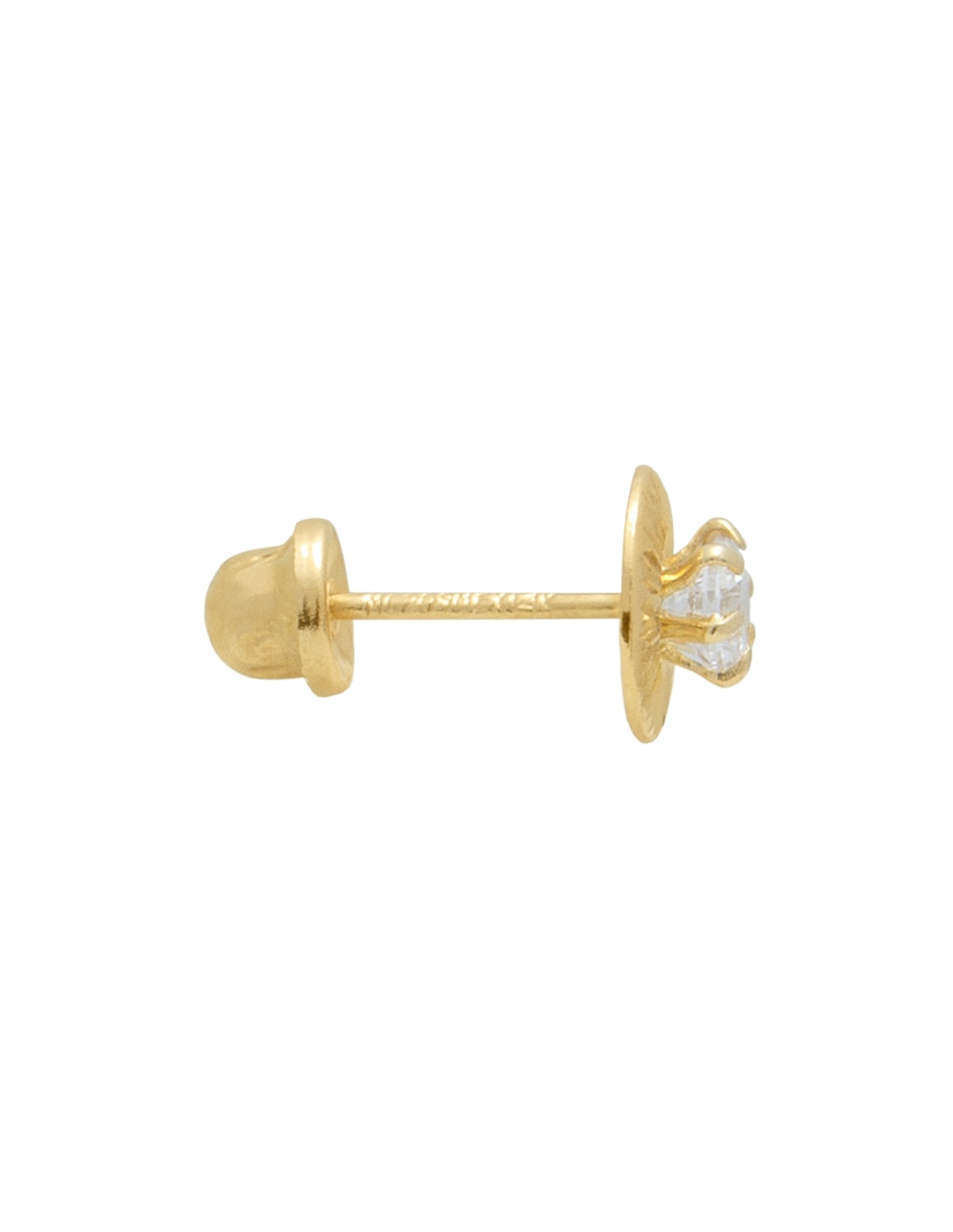 Broqueles redondos de oro amarillo con acabado diamantado zirconia 2