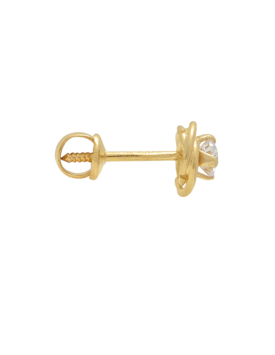 Broqueles de nudo de oro amarillo con acabado brillante zirconia 3