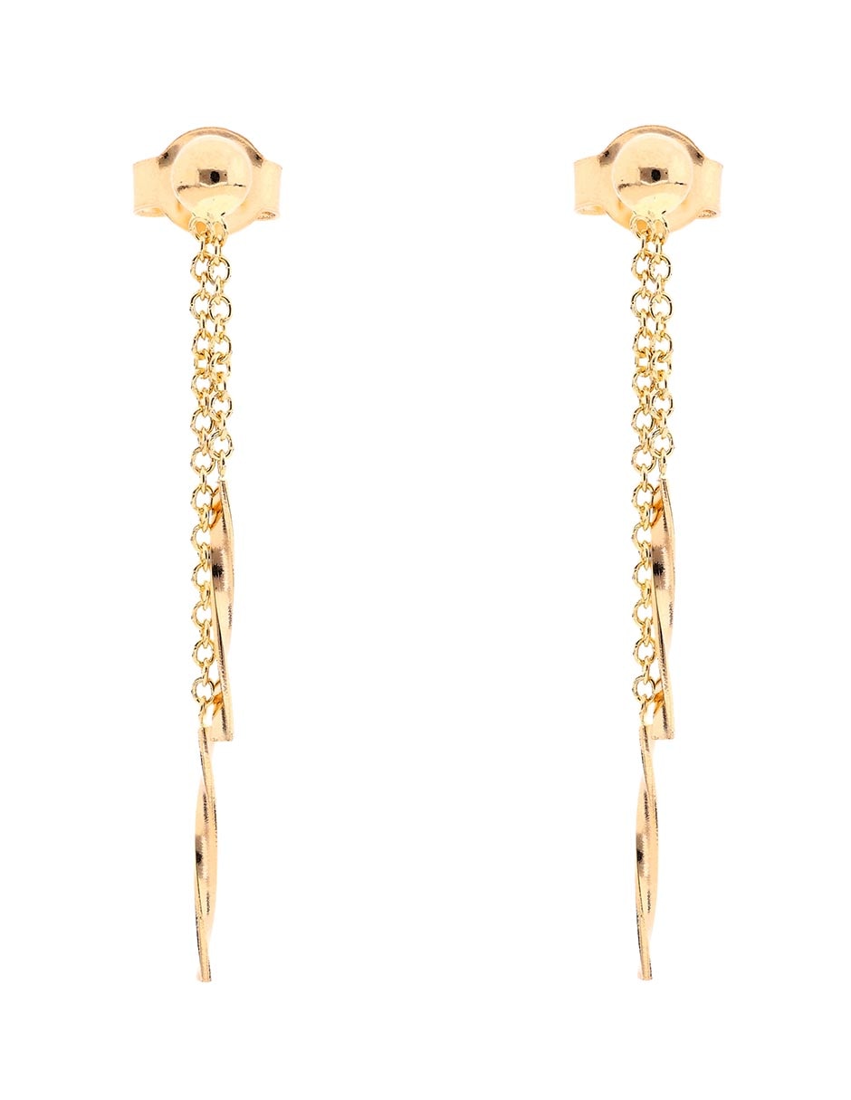 Aretes largos de oro 14 k con acabado brillante