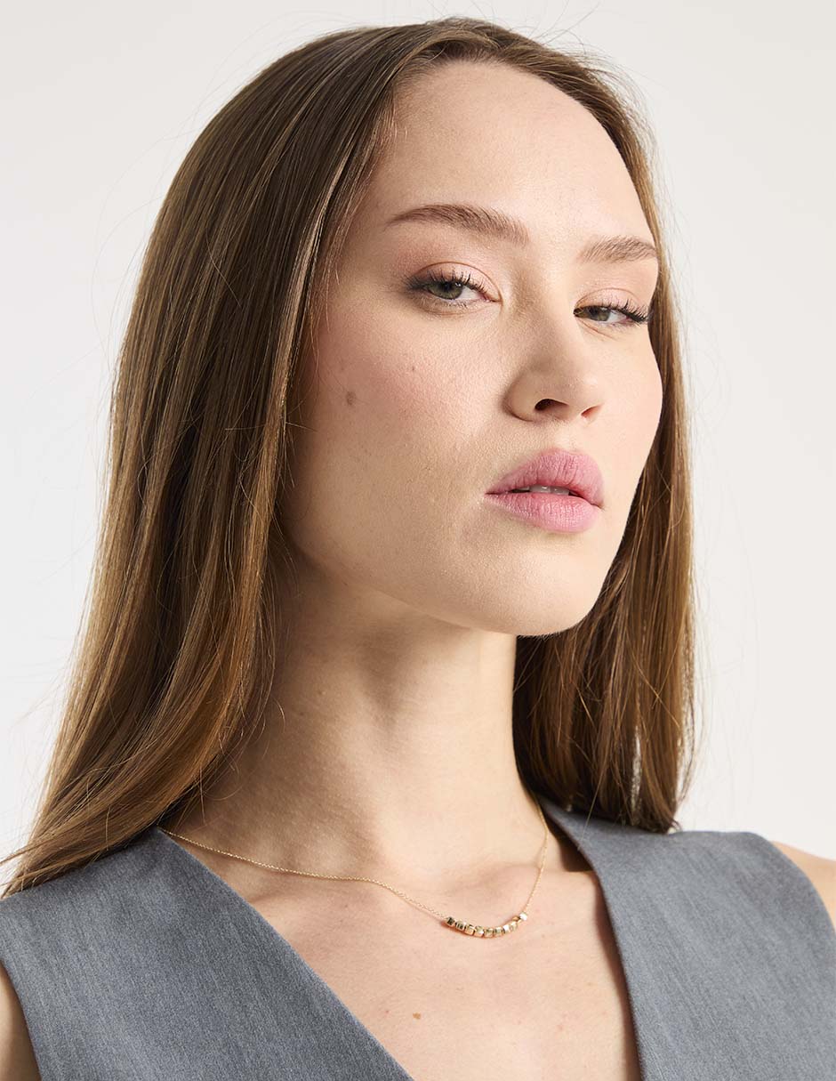 Collar de cubo de oro amarillo 14 K 3