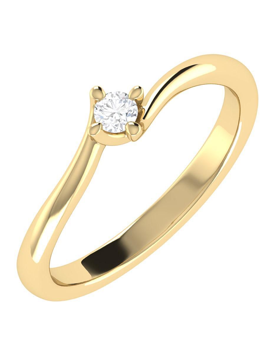 Argolla de oro amarillo 14 k diamante 2