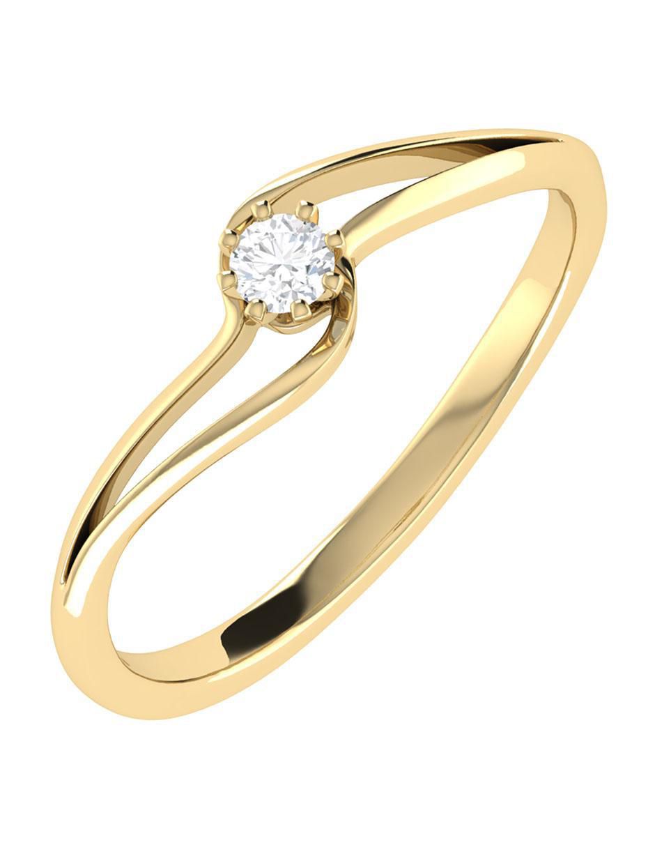 Argolla de oro amarillo 14 k diamante 2