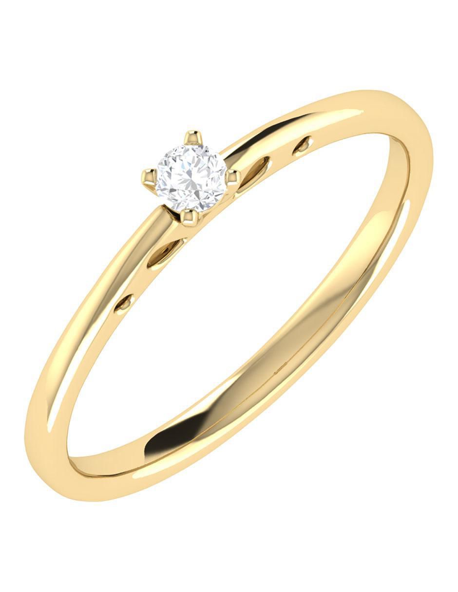 Argolla de oro amarillo 14 k diamante 2