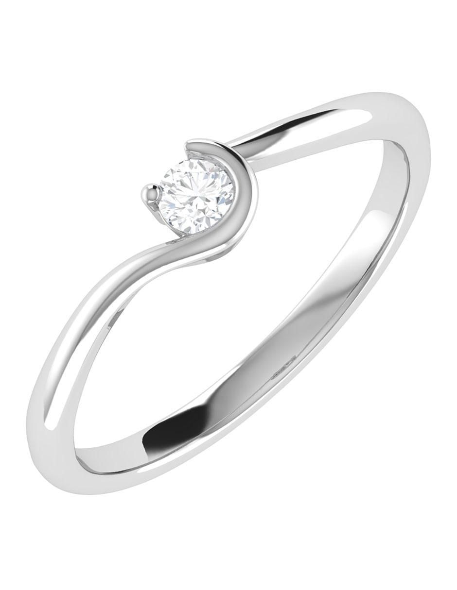Argolla de oro blanco 14 k diamante 2