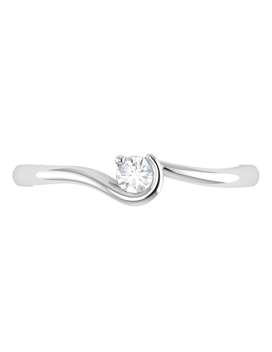 Argolla de oro blanco 14 k diamante 3