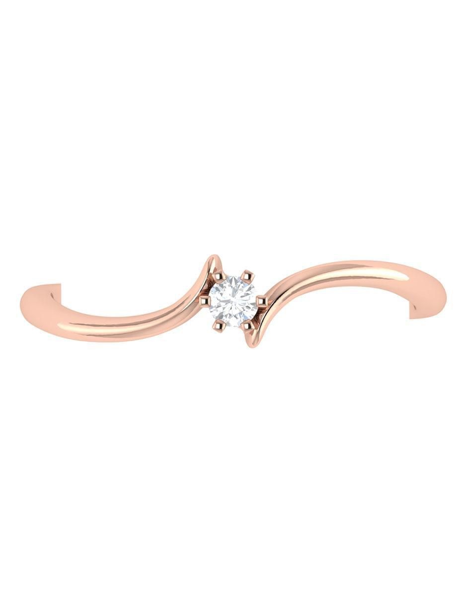 Argolla de oro rosa 14 k diamante 3