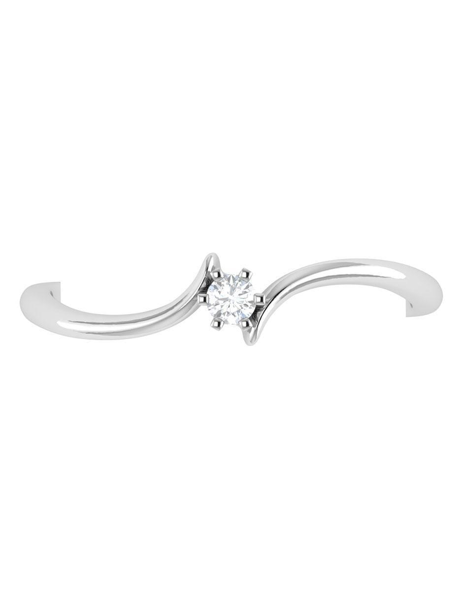 Argolla de oro blanco 14 k diamante 3