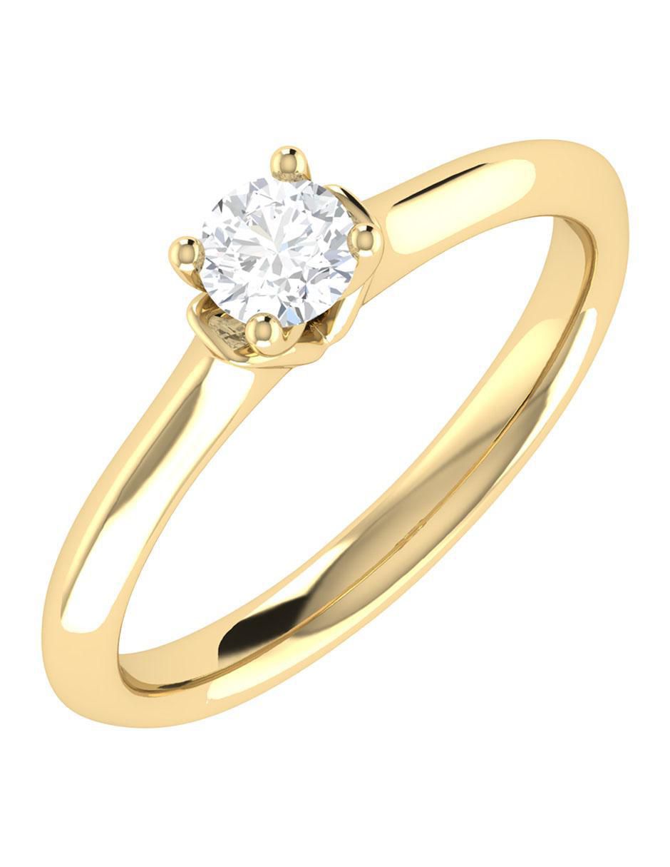 Argolla de oro amarillo 14 k diamante 2