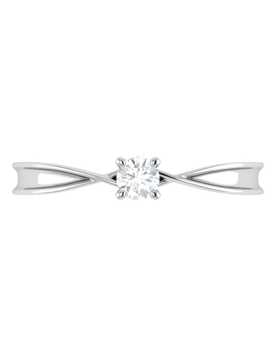 Argolla de oro blanco 14 k diamante 3