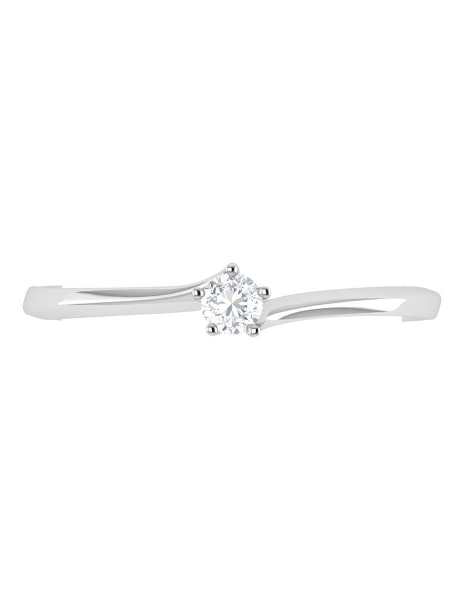 Argolla de oro blanco 14 k diamante 3