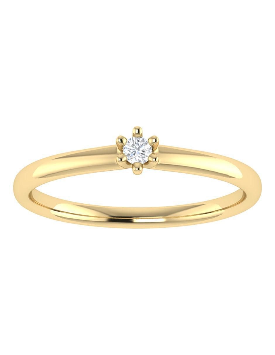 Argolla de oro amarillo 14 k diamante