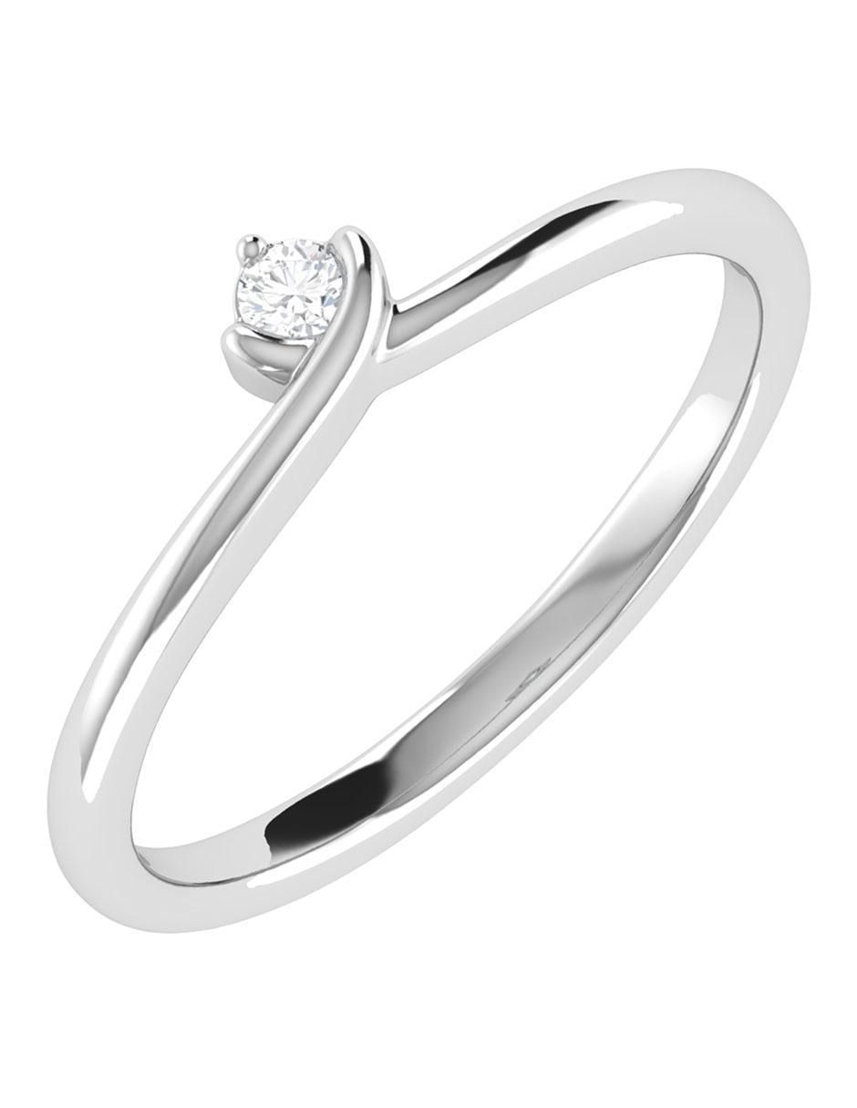 Argolla de oro blanco 14 k diamante 2