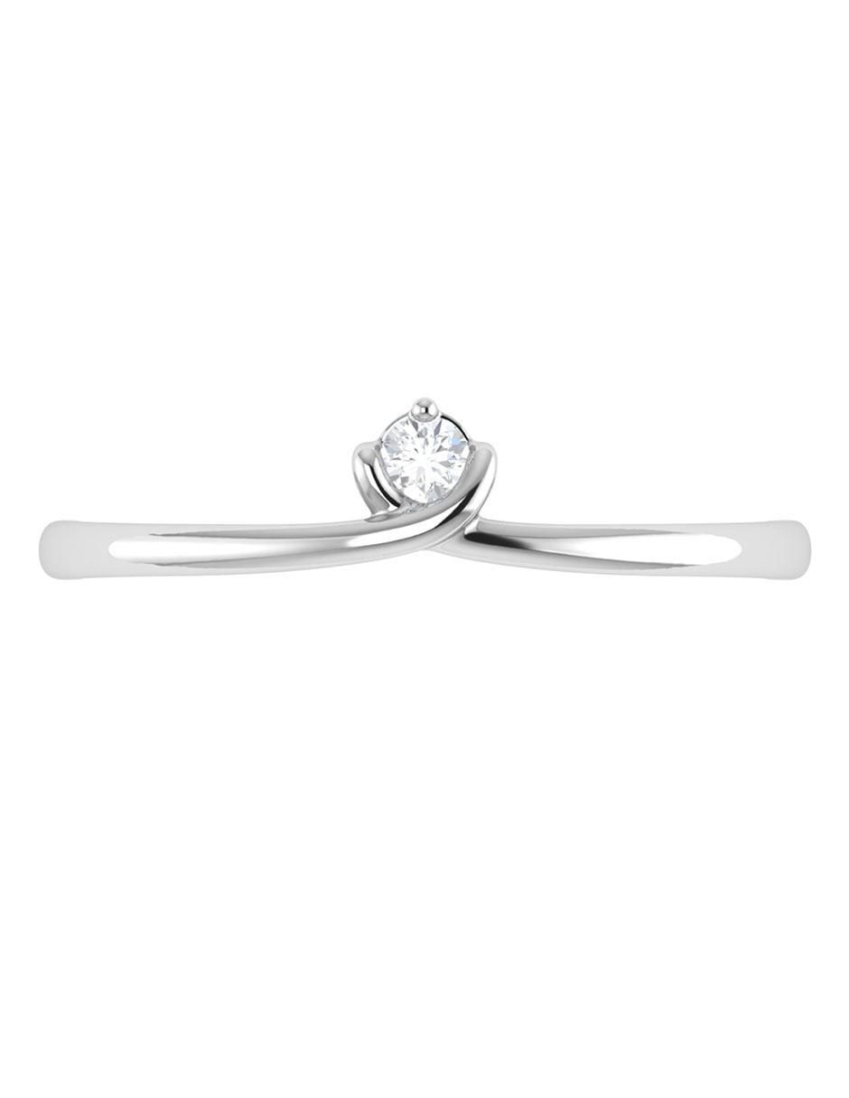Argolla de oro blanco 14 k diamante 3