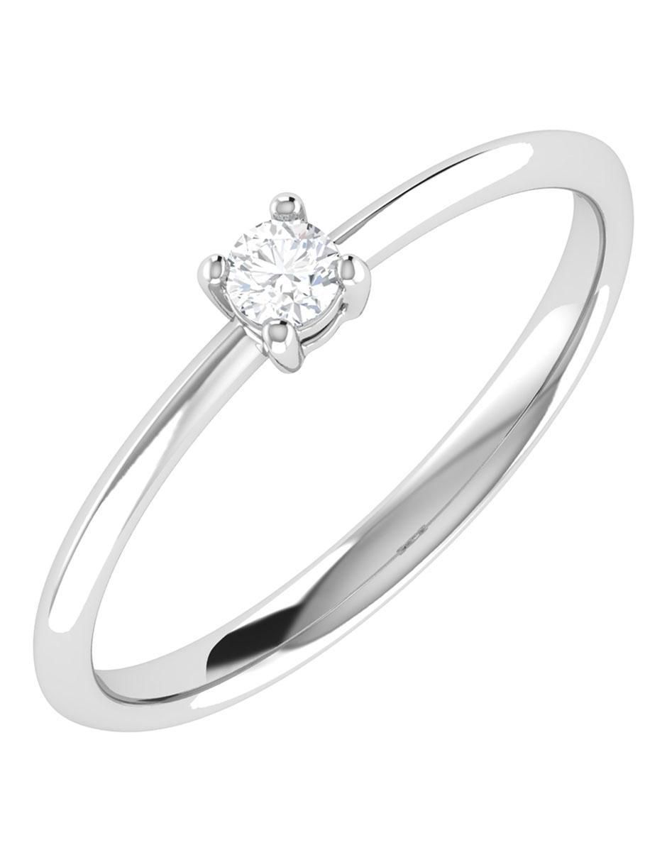 Argolla de oro blanco 14 k diamante 2