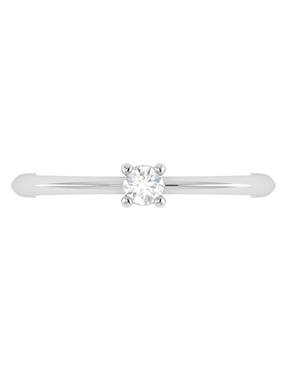 Argolla de oro blanco 14 k diamante 3