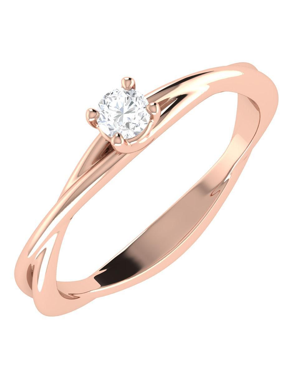 Argolla de oro rosa 14 k diamante 2