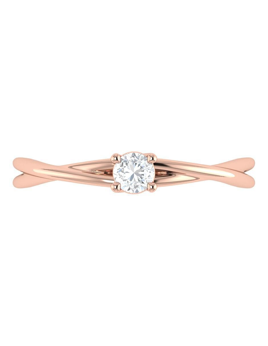 Argolla de oro rosa 14 k diamante 3