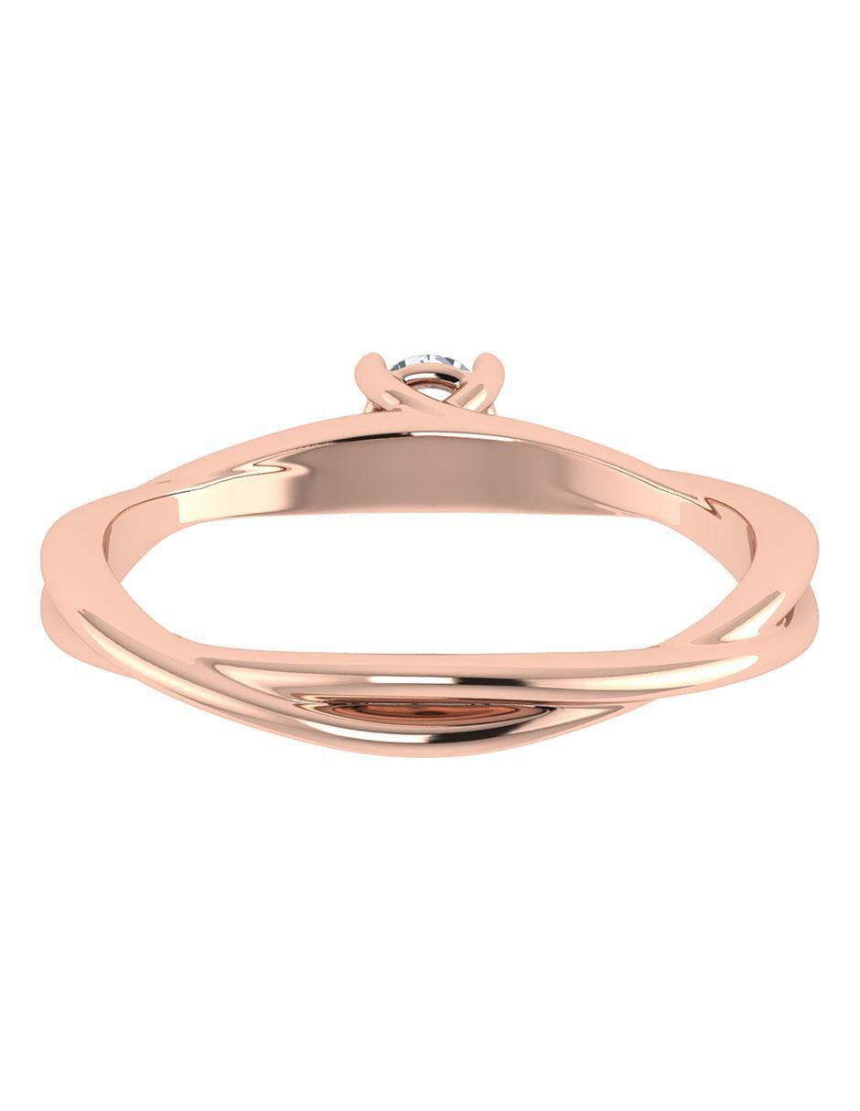 Argolla de oro rosa 14 k diamante 4