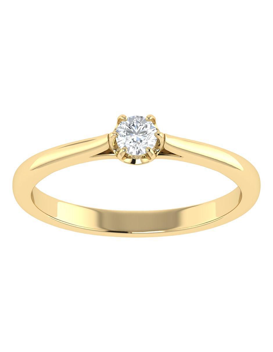 Argolla de oro amarillo 14 k diamante