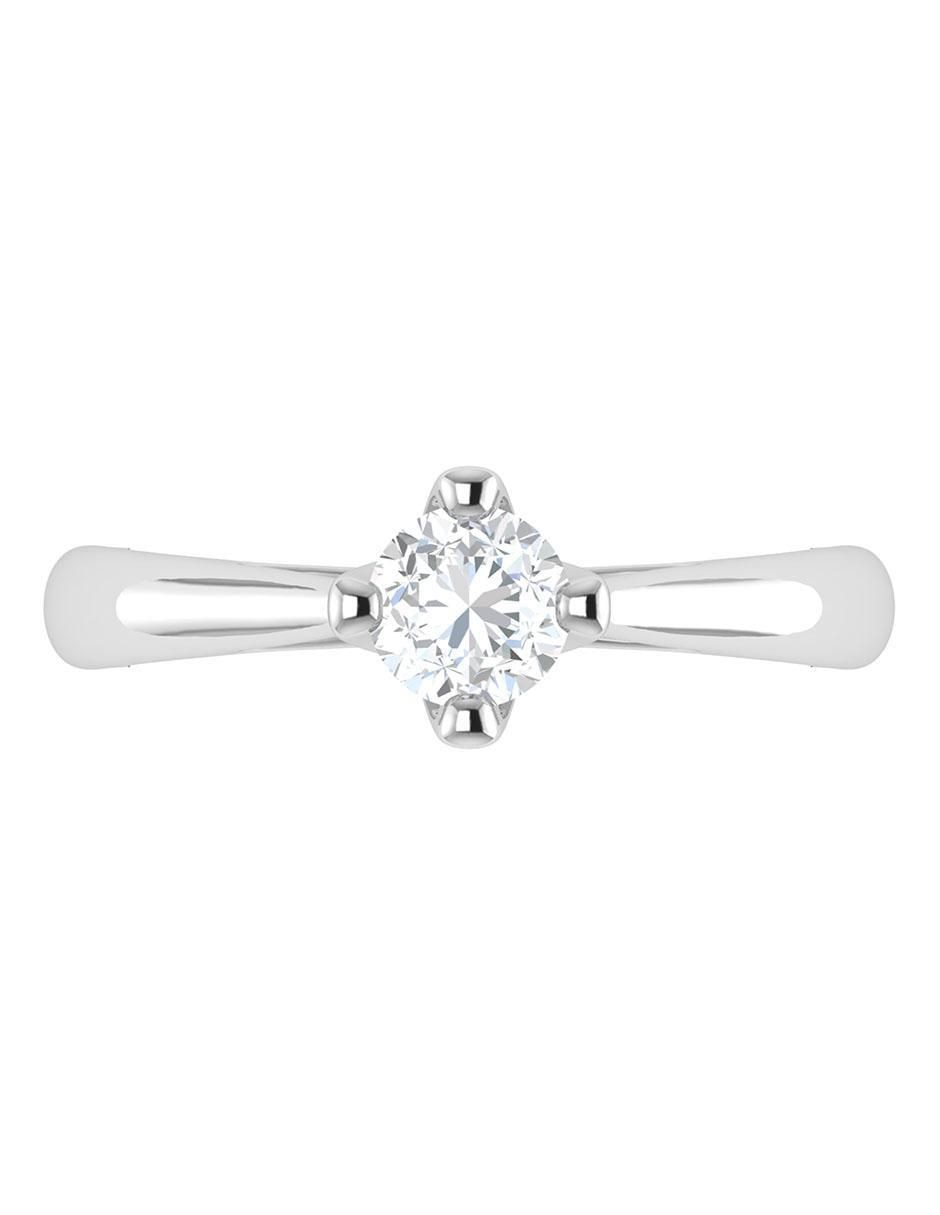Argolla de oro blanco 14 k diamante 3