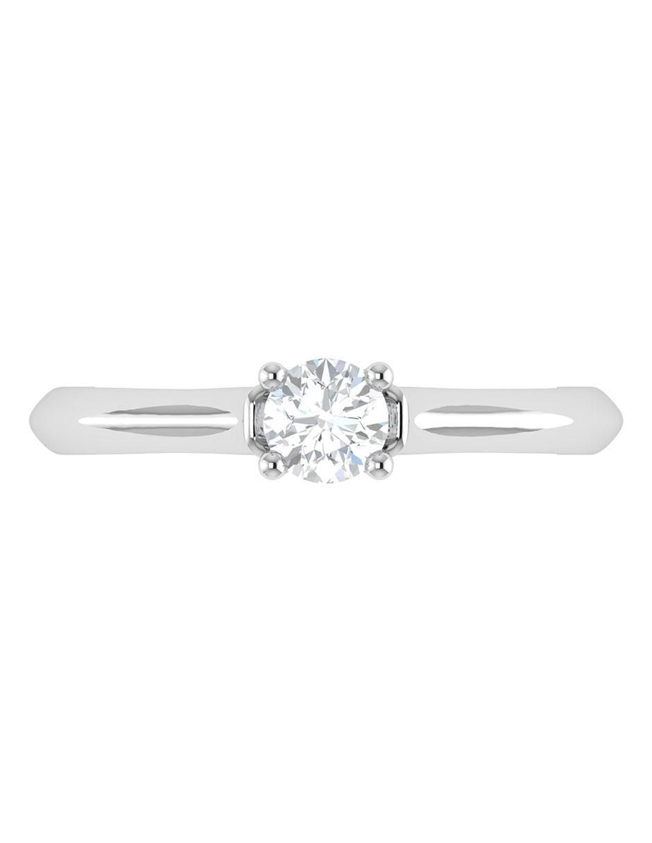 Argolla de oro blanco 14 k diamante 3