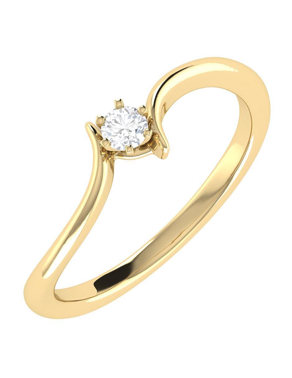 Argolla de oro amarillo 14 k diamante 2