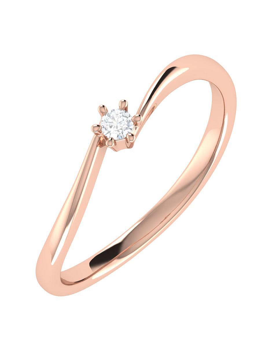 Argolla de oro rosa 14 k diamante 2