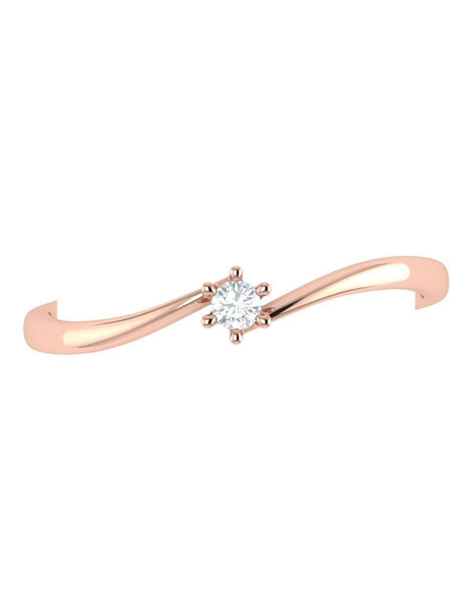 Argolla de oro rosa 14 k diamante 3