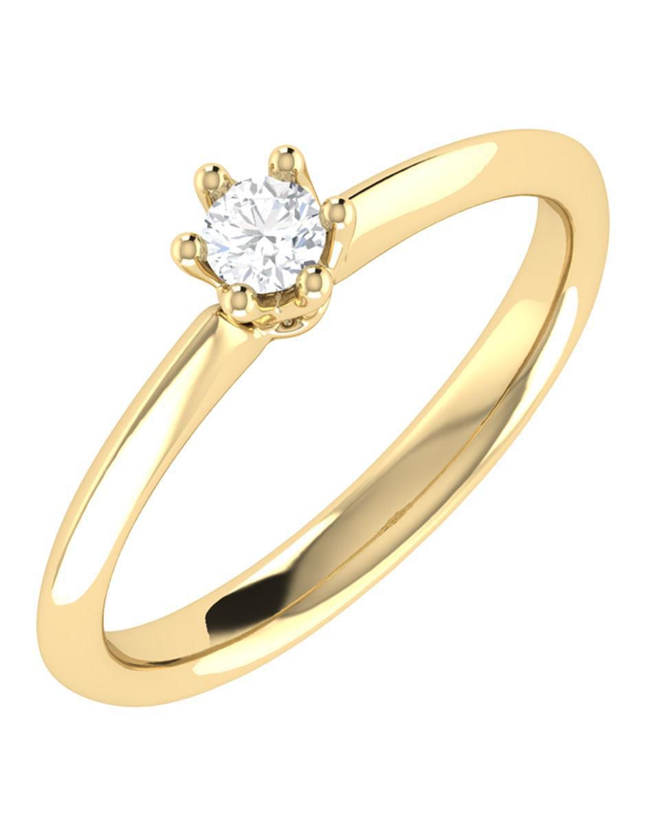 Argolla de oro amarillo 14 k diamante 2