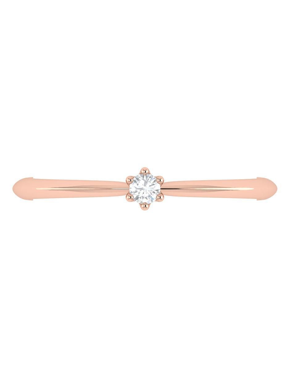 Argolla de oro rosa 14 k diamante 3