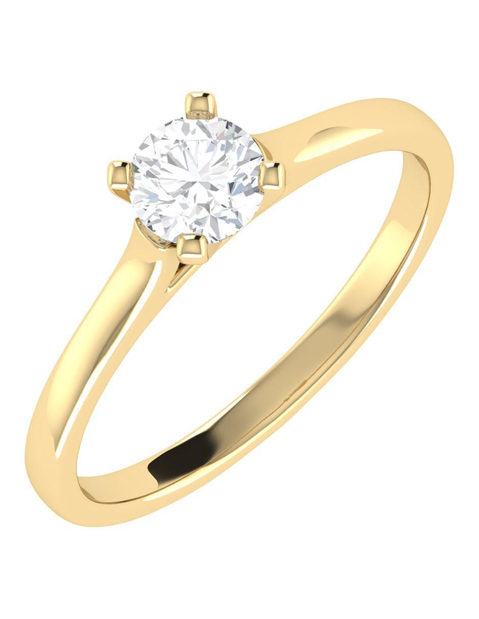 Argolla de oro amarillo 14 k diamante 2