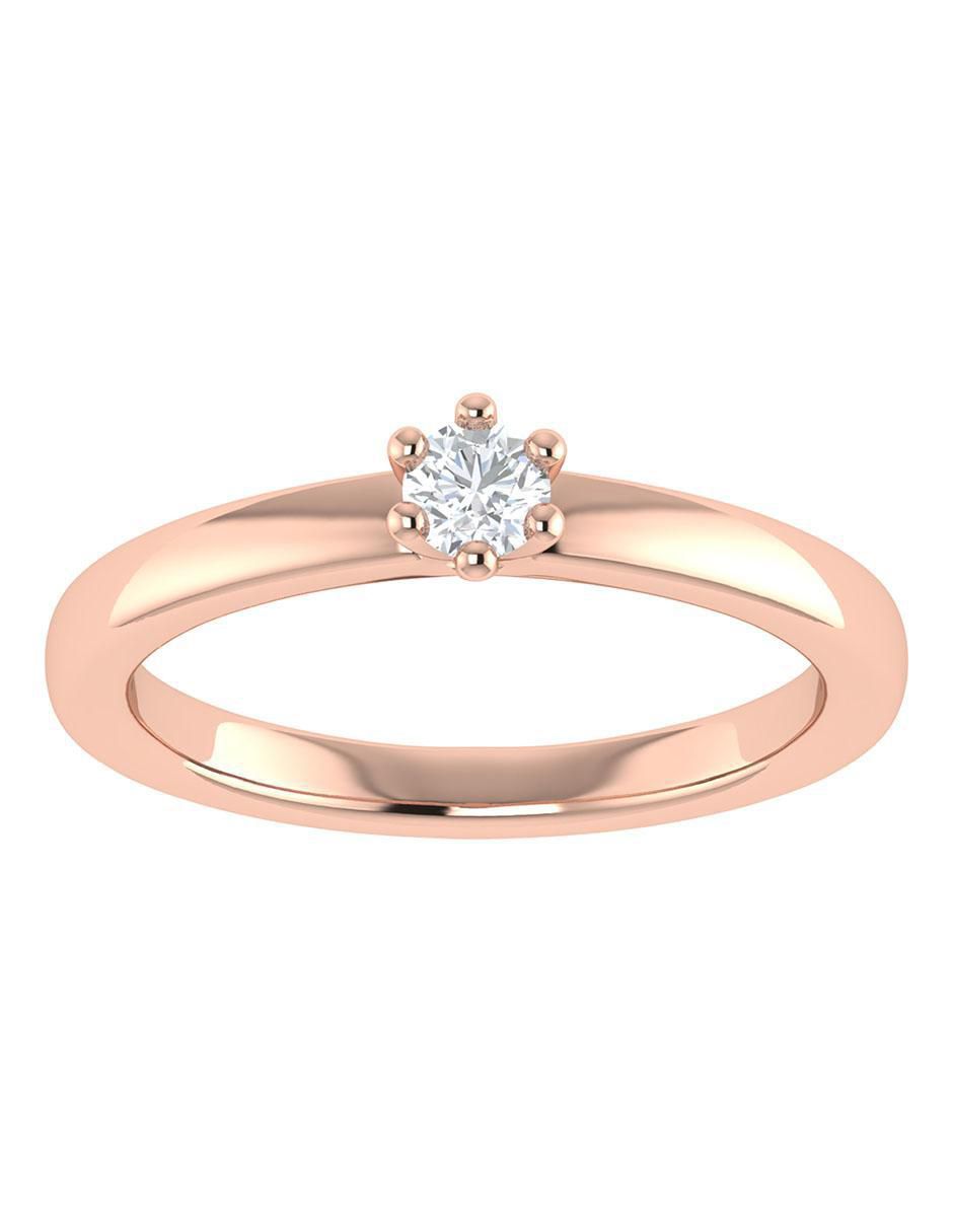 Argolla de oro rosa 14 k diamante