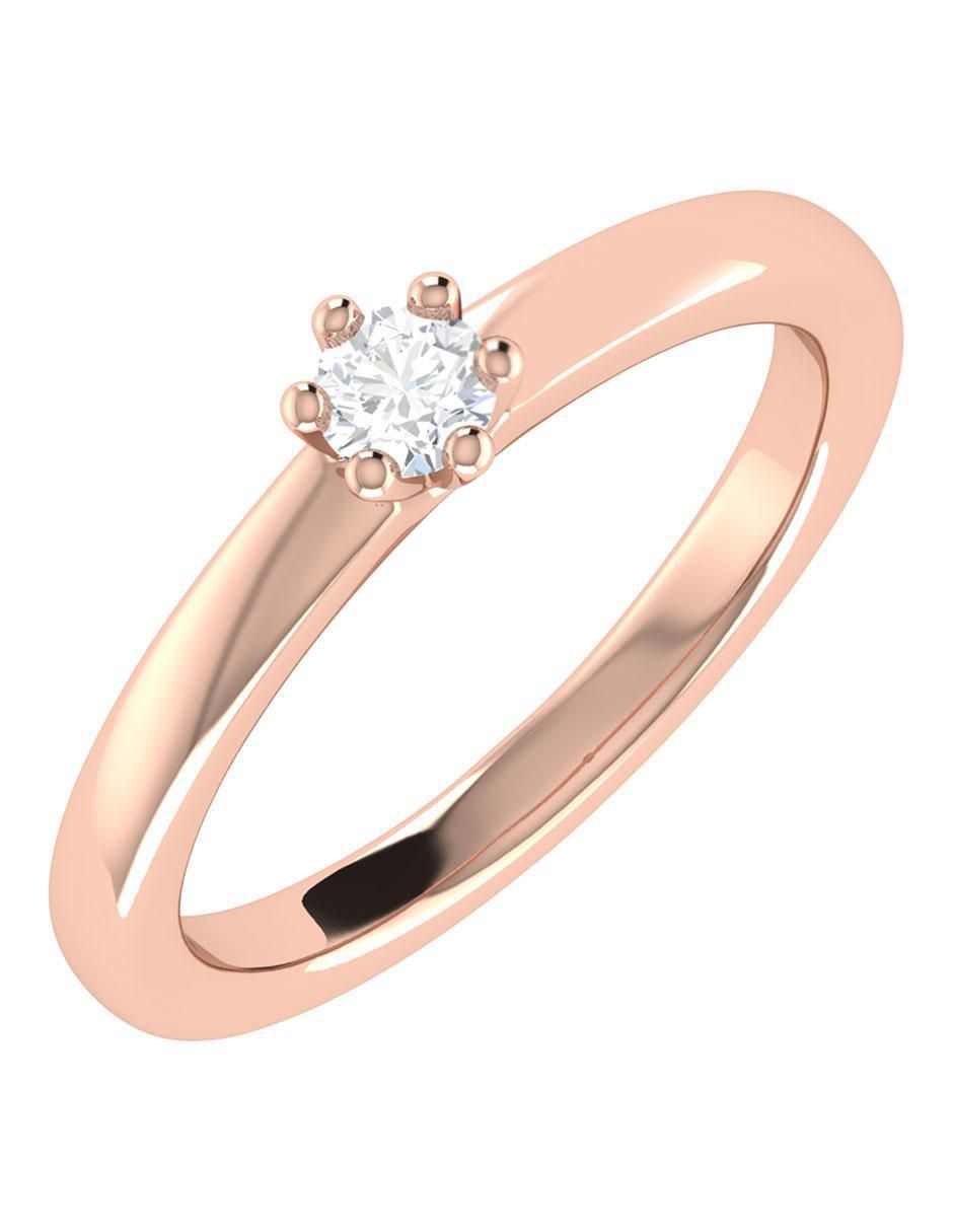Argolla de oro rosa 14 k diamante 2