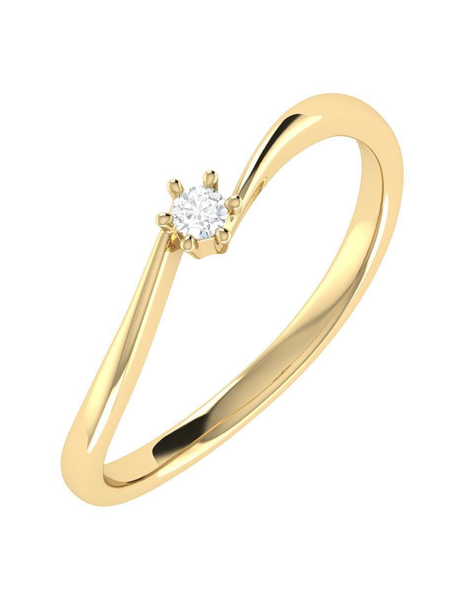 Argolla de oro amarillo 14 k diamante 2