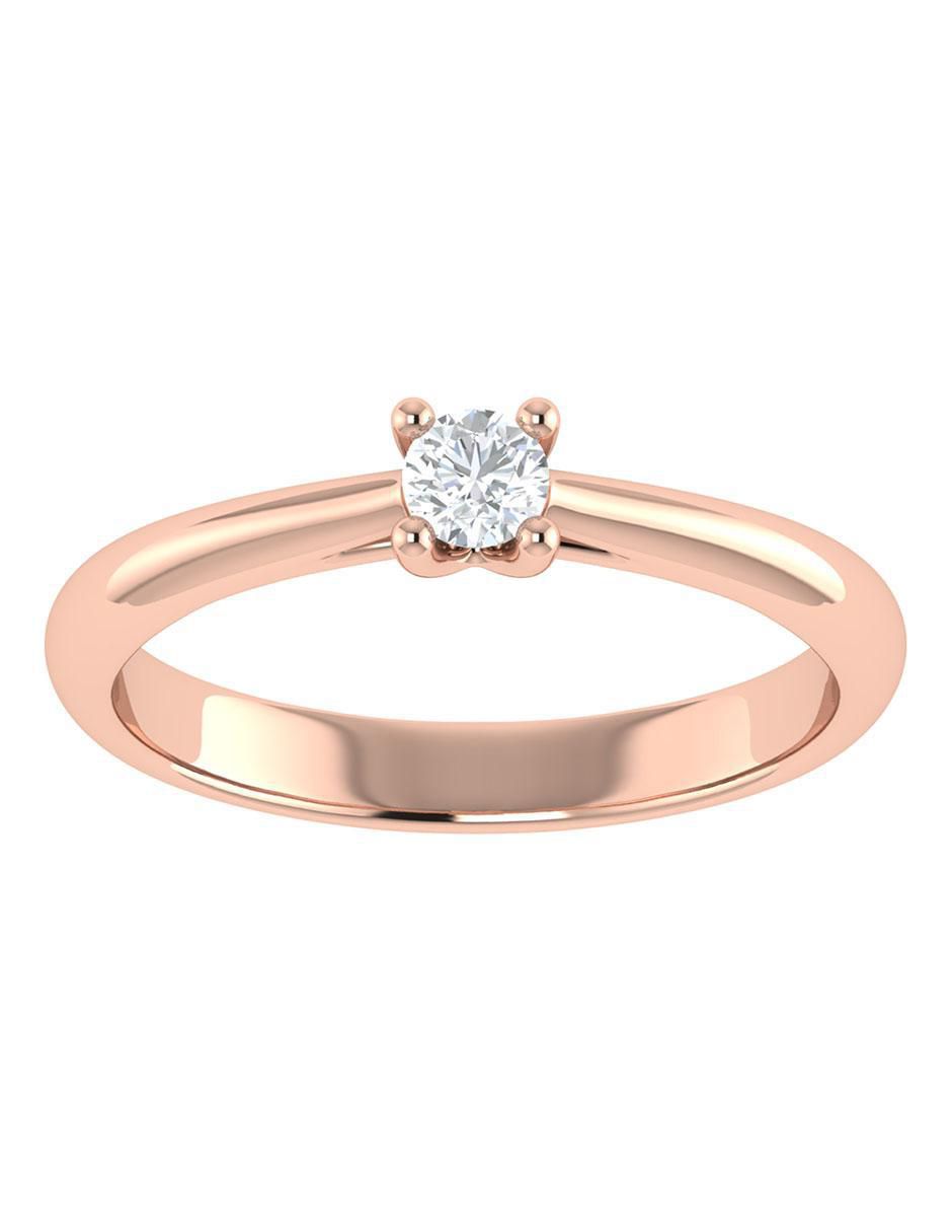 Argolla de oro rosa 14 k diamante