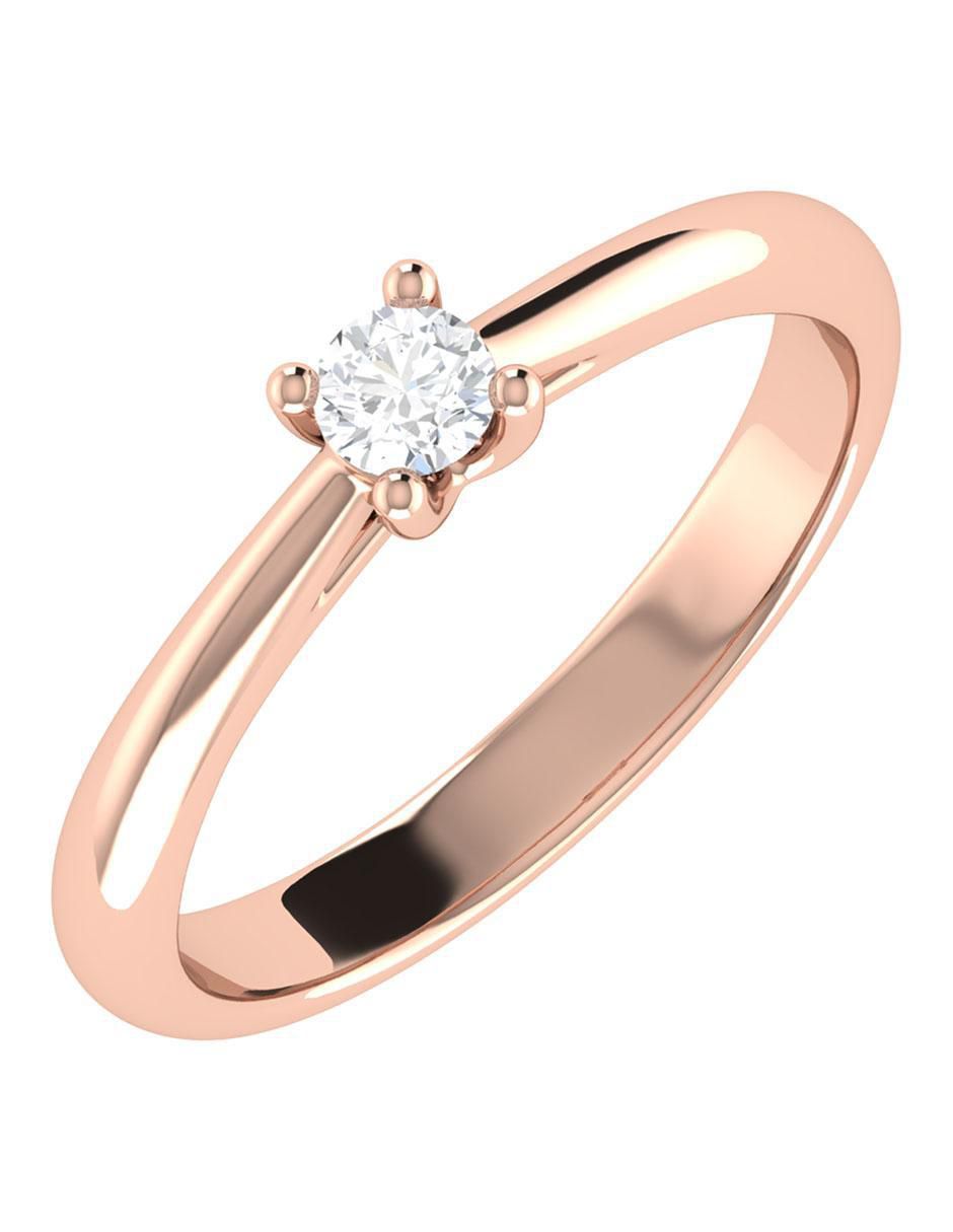 Argolla de oro rosa 14 k diamante 2