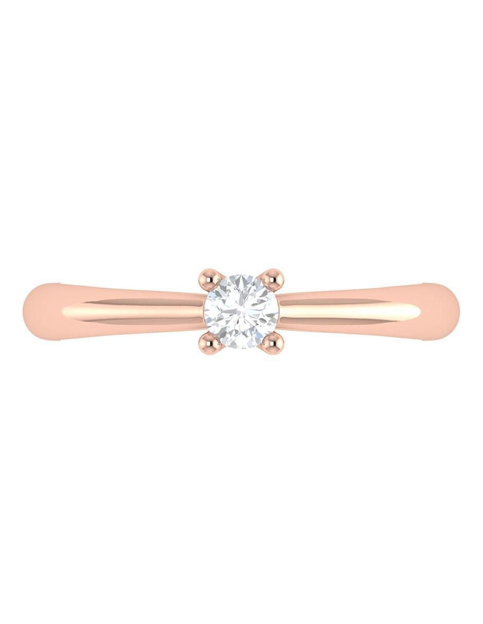 Argolla de oro rosa 14 k diamante 3