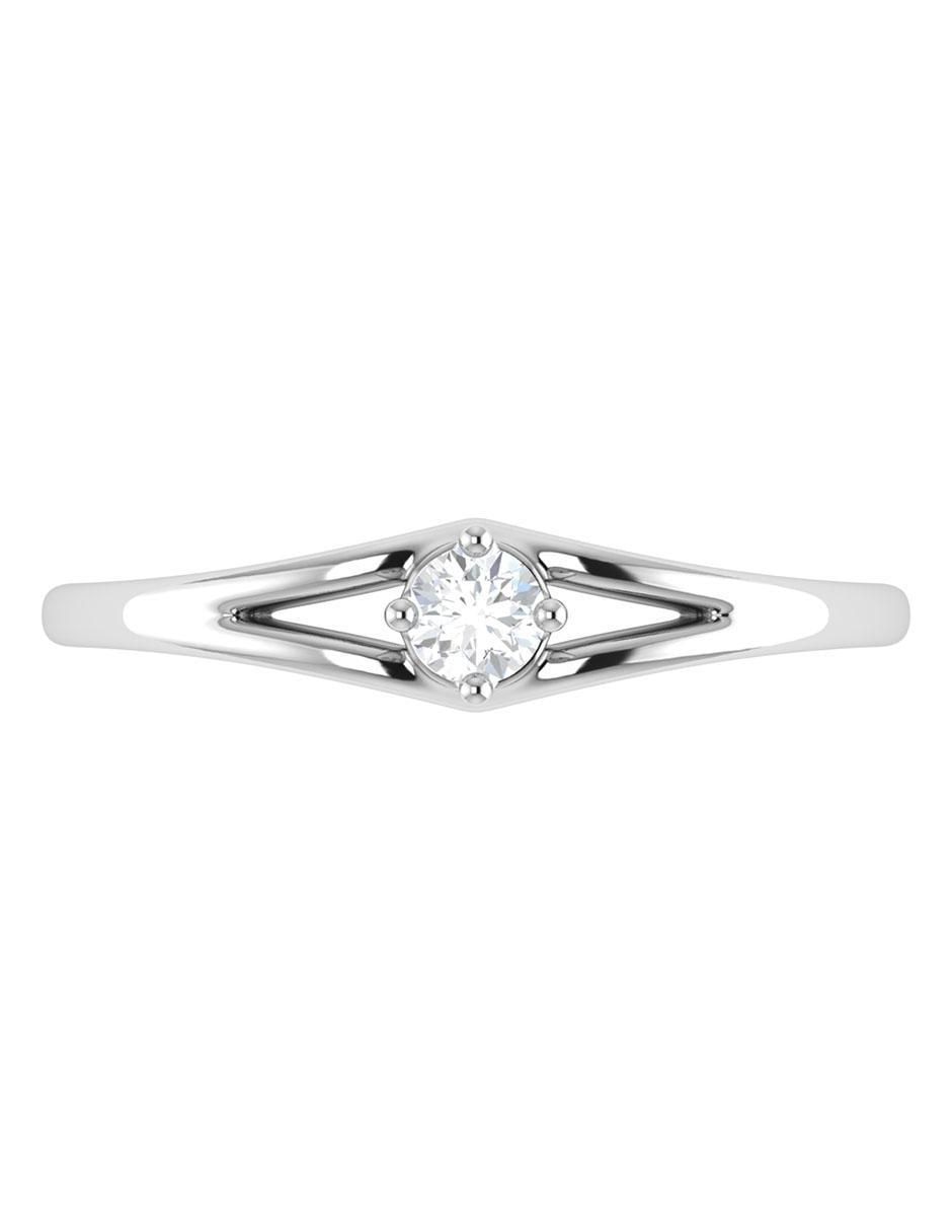 Argolla de oro blanco 14 k diamante 3