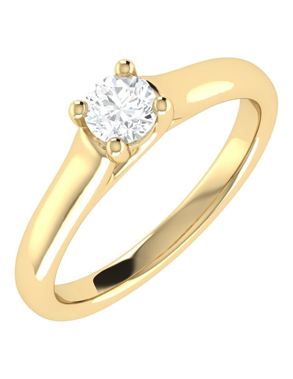 Argolla de oro amarillo 14 k diamante 2