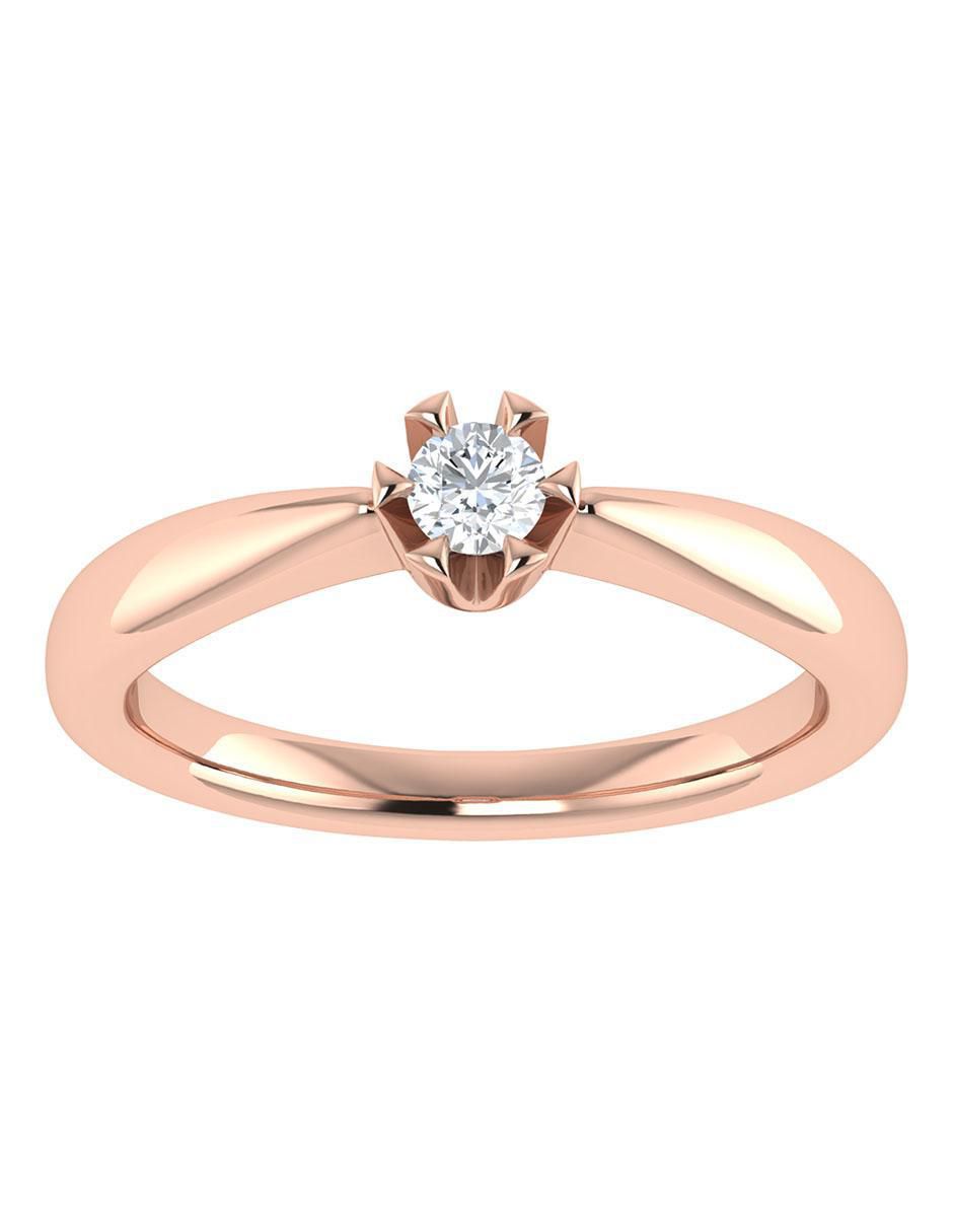 Argolla de oro rosa 14 k diamante 2
