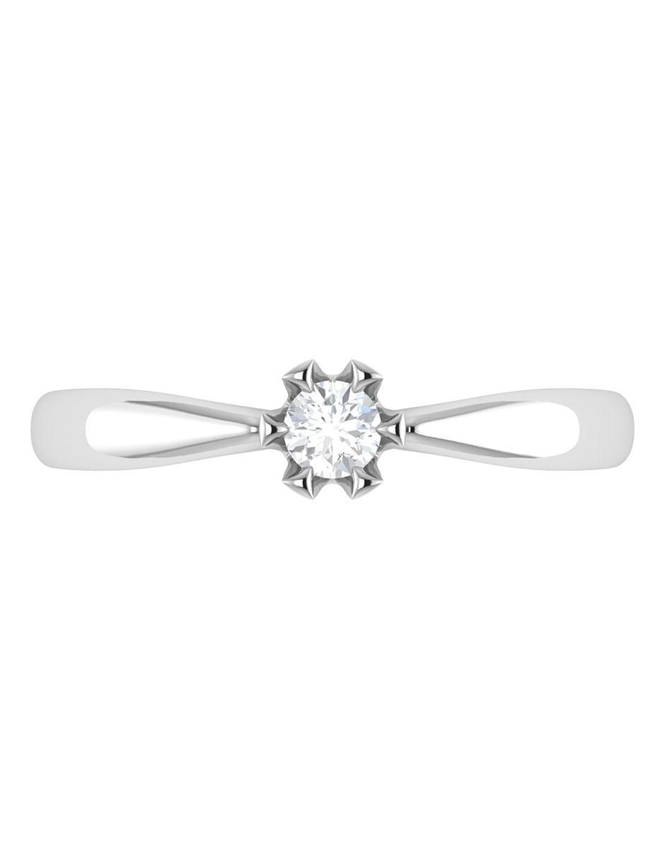 Argolla de oro blanco 14 k diamante
