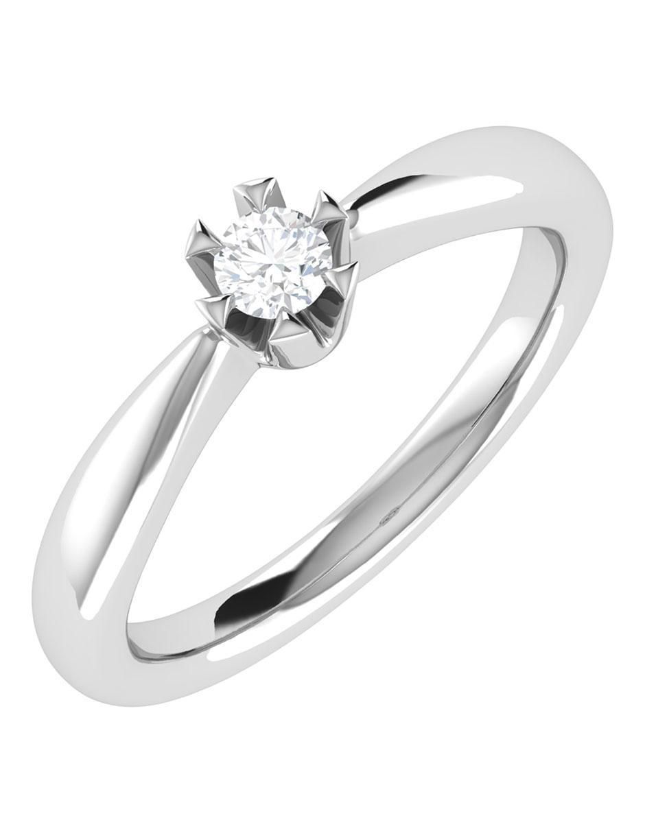 Argolla de oro blanco 14 k diamante 3