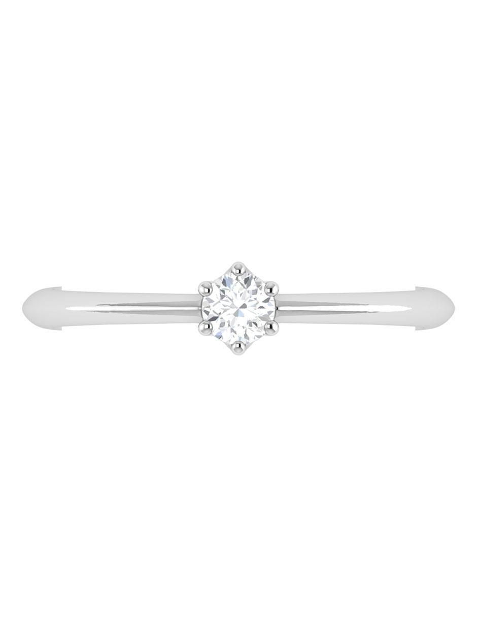 Argolla de oro blanco 14 k diamante 3