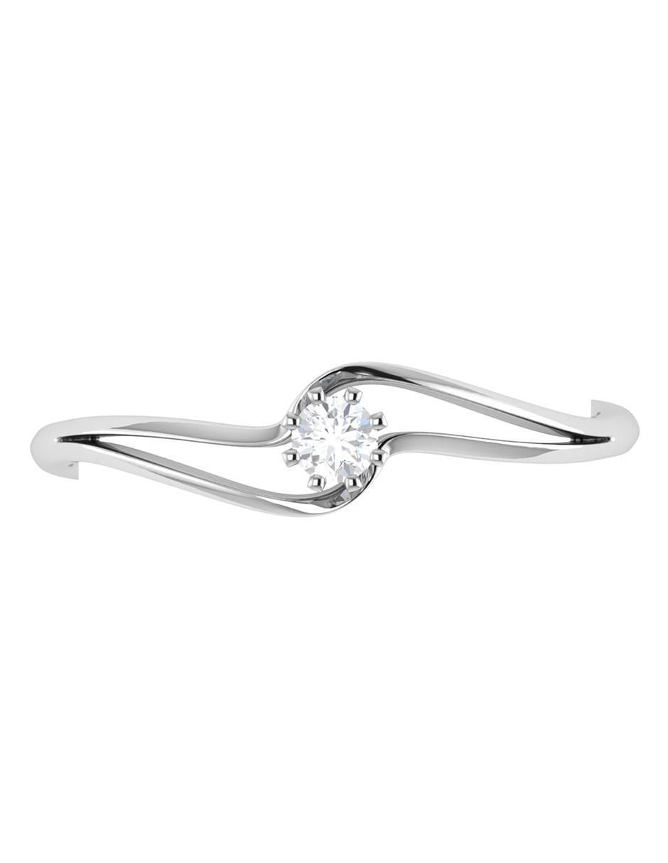 Argolla de oro blanco 14 k diamante 3