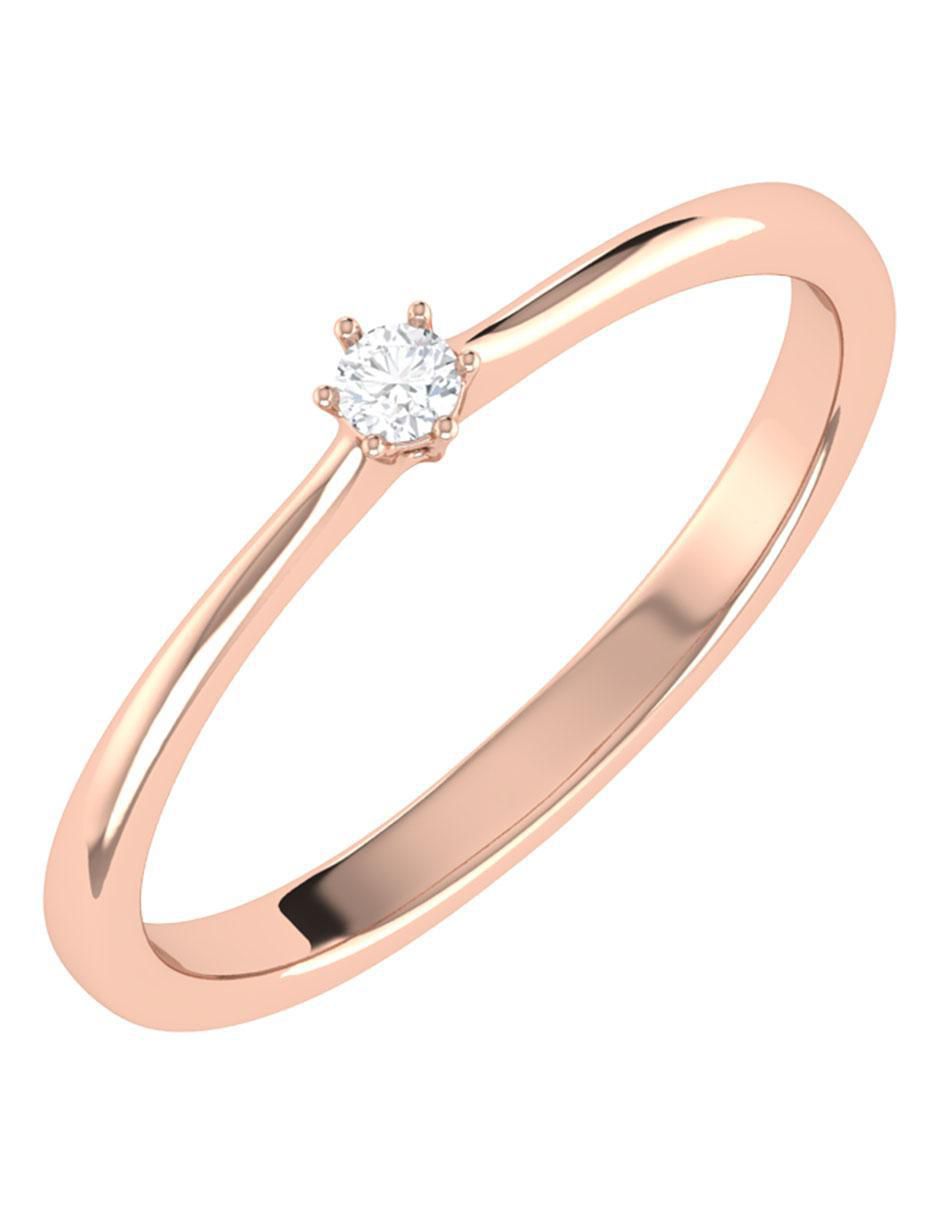 Argolla de oro rosa 14 k diamante 2