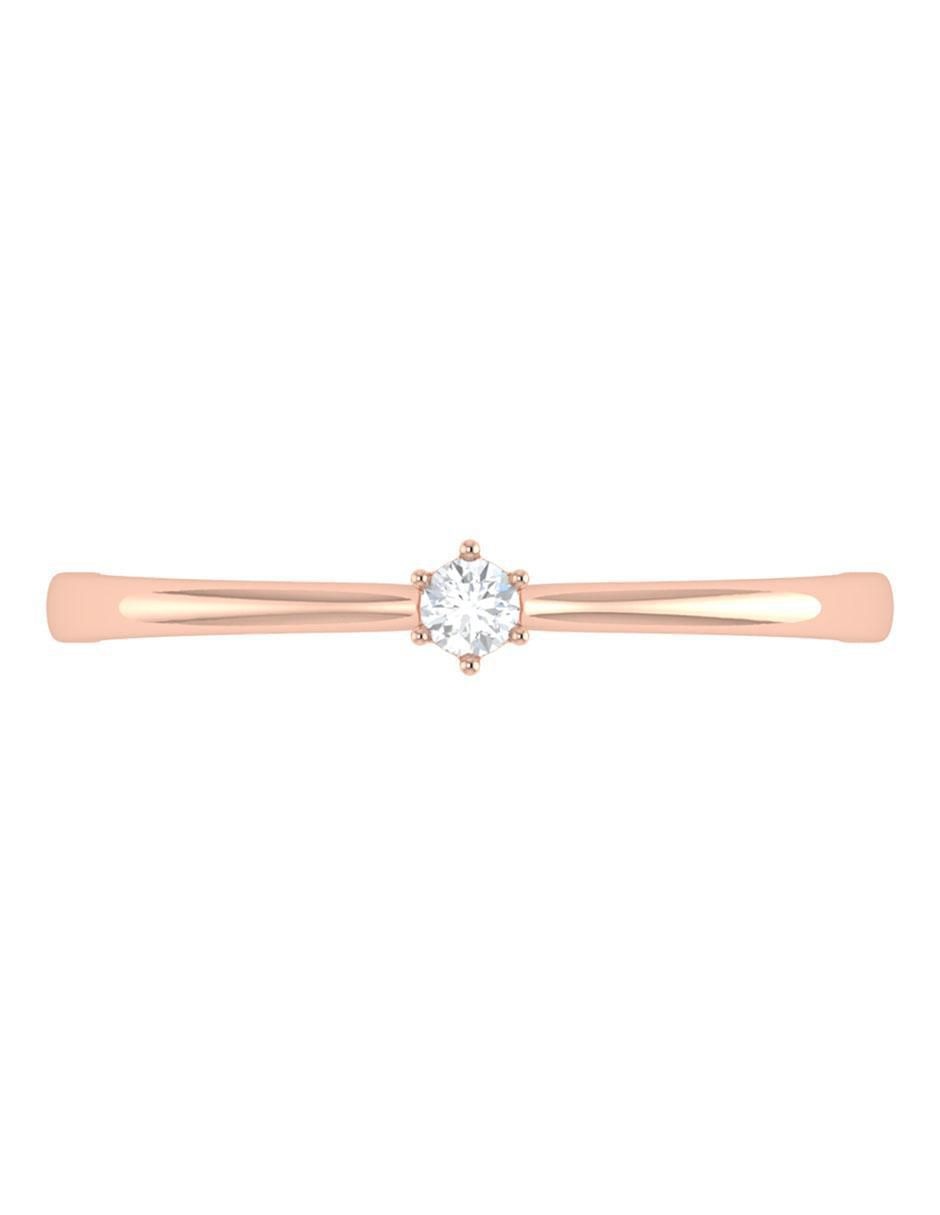 Argolla de oro rosa 14 k diamante 3